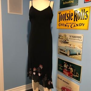 Nine West Asymmetrical Black Dress With Beading